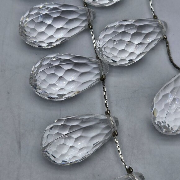 Vintage Teardrop Acrylic Crystal Dangle Layered Multi-Strand Necklace 16-18" - Picture 3 of 5